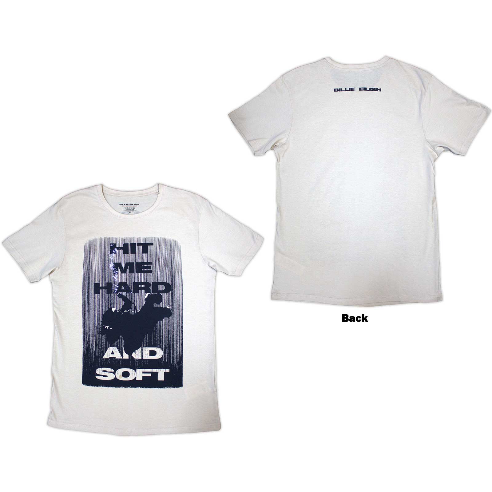 Billie Eilish Unisex T-Shirt: Hit Me Hard And Soft Falling (Natural) (Back Print)