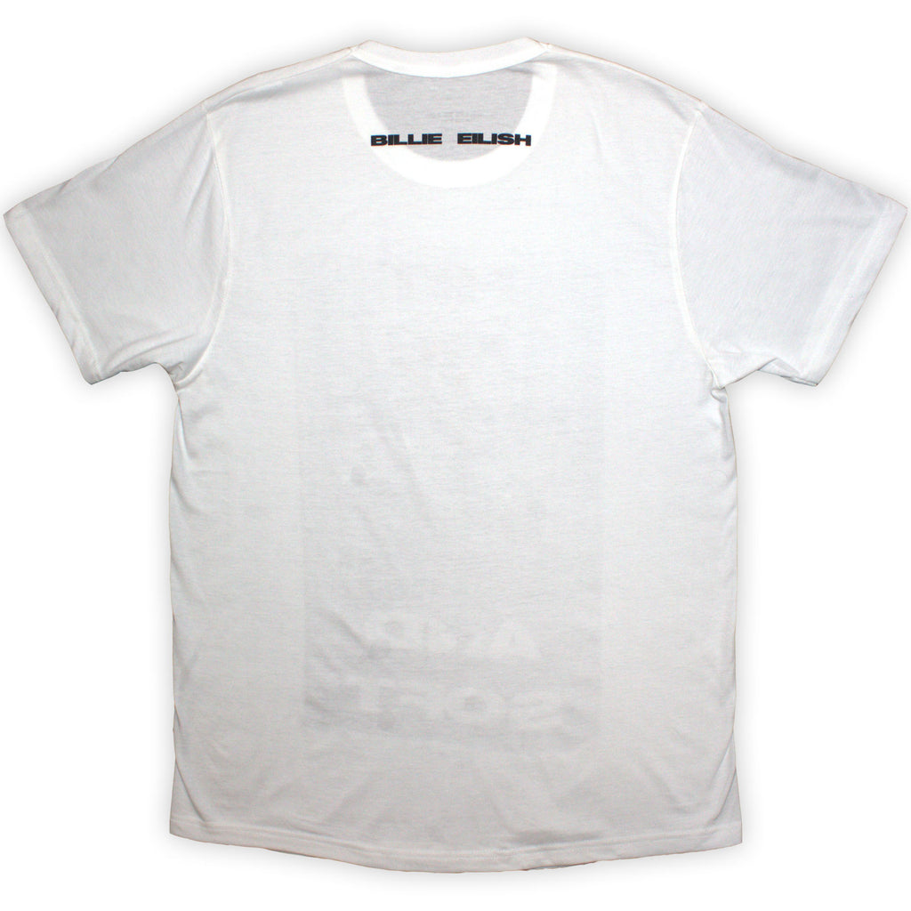 Billie Eilish Unisex T-Shirt: Hit Me Hard And Soft Falling (White) (Back Print)