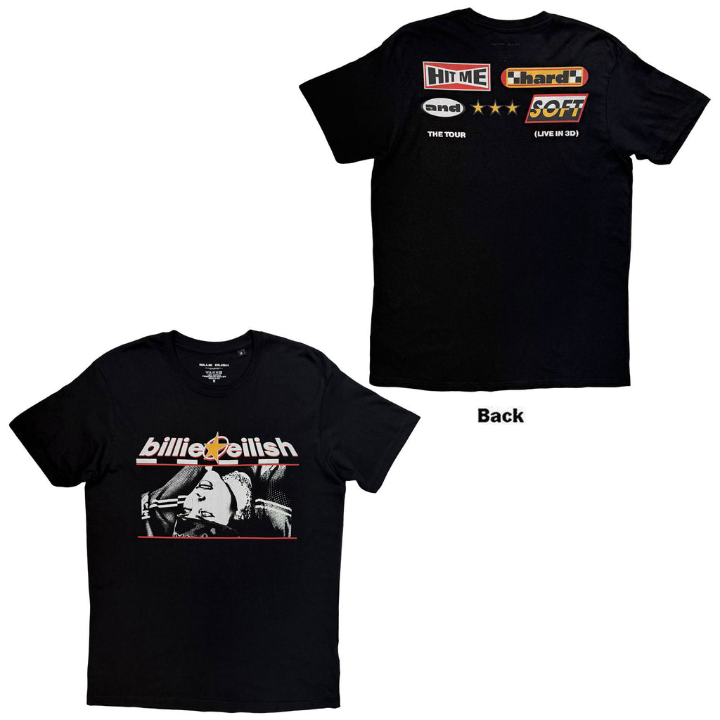 Billie Eilish Unisex T-Shirt: Racer Graphic (Black) (Back Print)