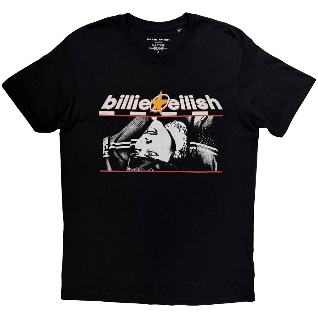 Billie Eilish Unisex T-Shirt: Racer Graphic (Black) (Back Print)