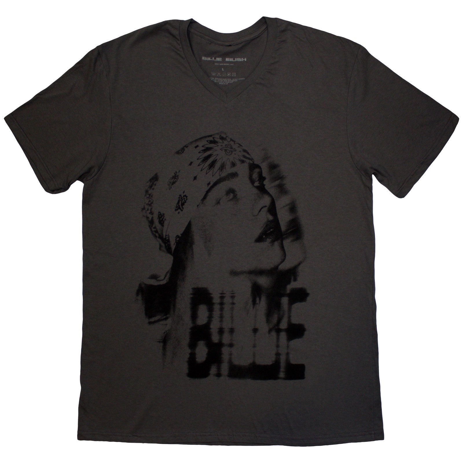 Billie Eilish Unisex T-Shirt: Tonal Bandana Photo (Charcoal Grey)