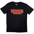 Stranger Things Unisex T-Shirt: Logo With Christmas Lights (Black)