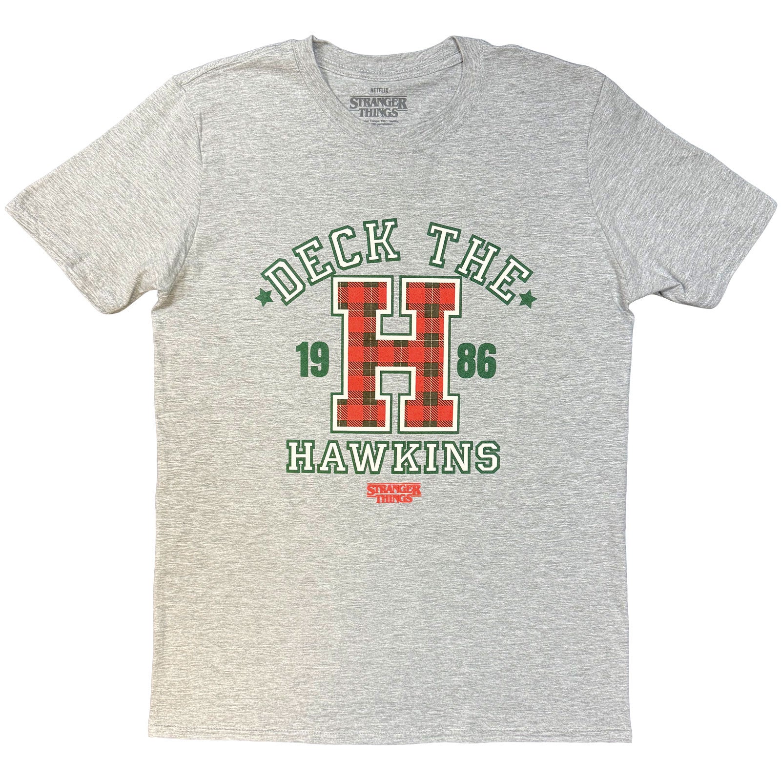 Stranger Things Unisex T-Shirt: Deck The Hawkins (Grey)