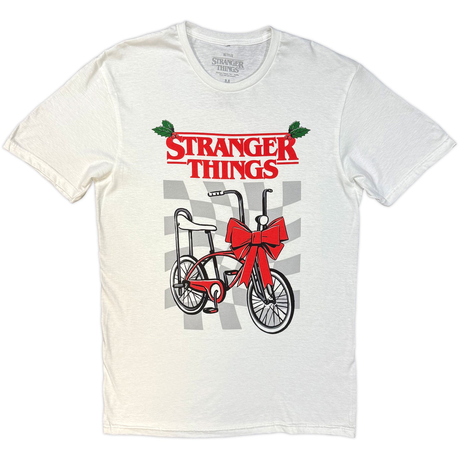 Stranger Things Unisex T-Shirt: Christmas Bike (White)
