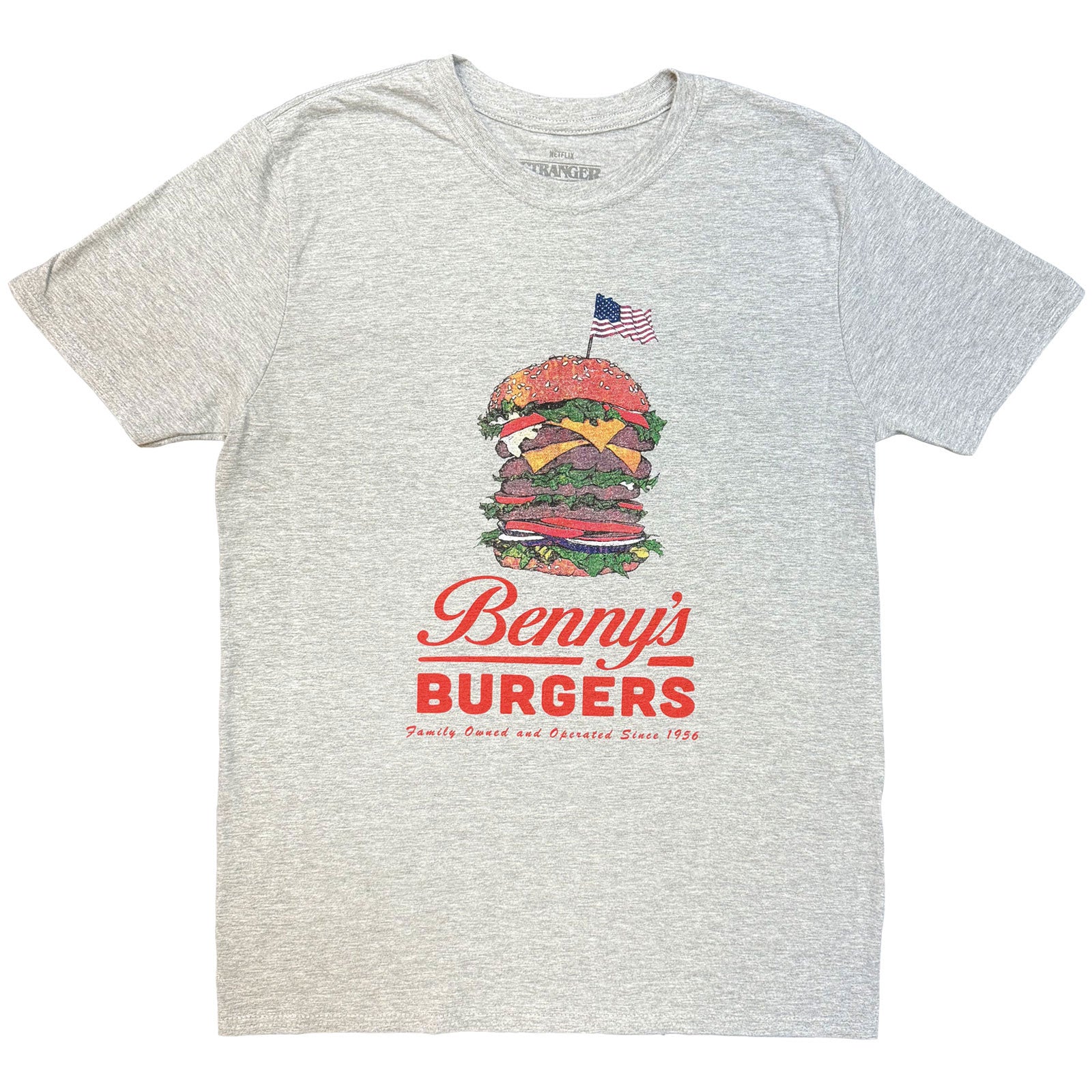 Stranger Things Unisex T-Shirt: Bennys Burger (Grey)