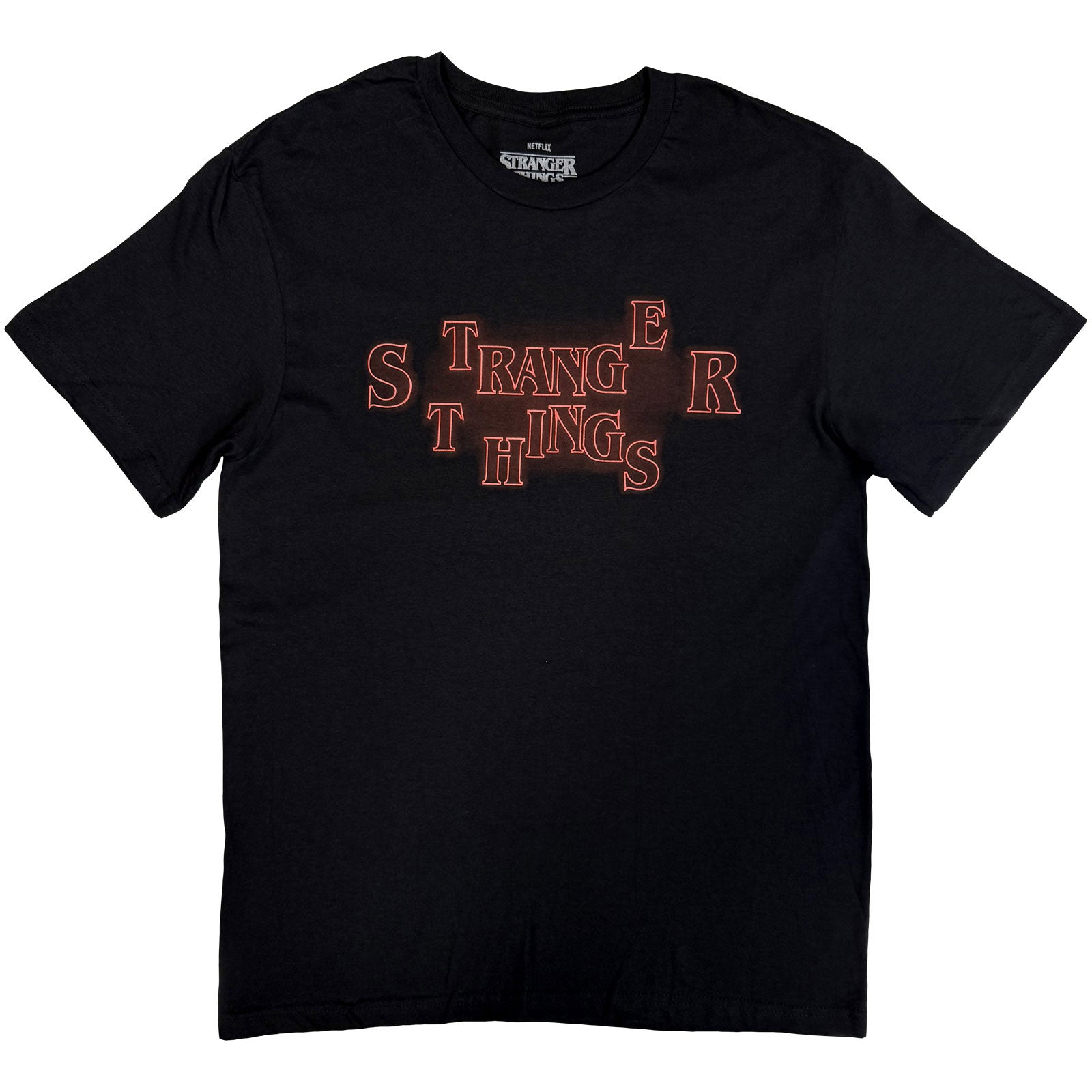 Stranger Things Unisex T-Shirt: Neon Logo (Black)