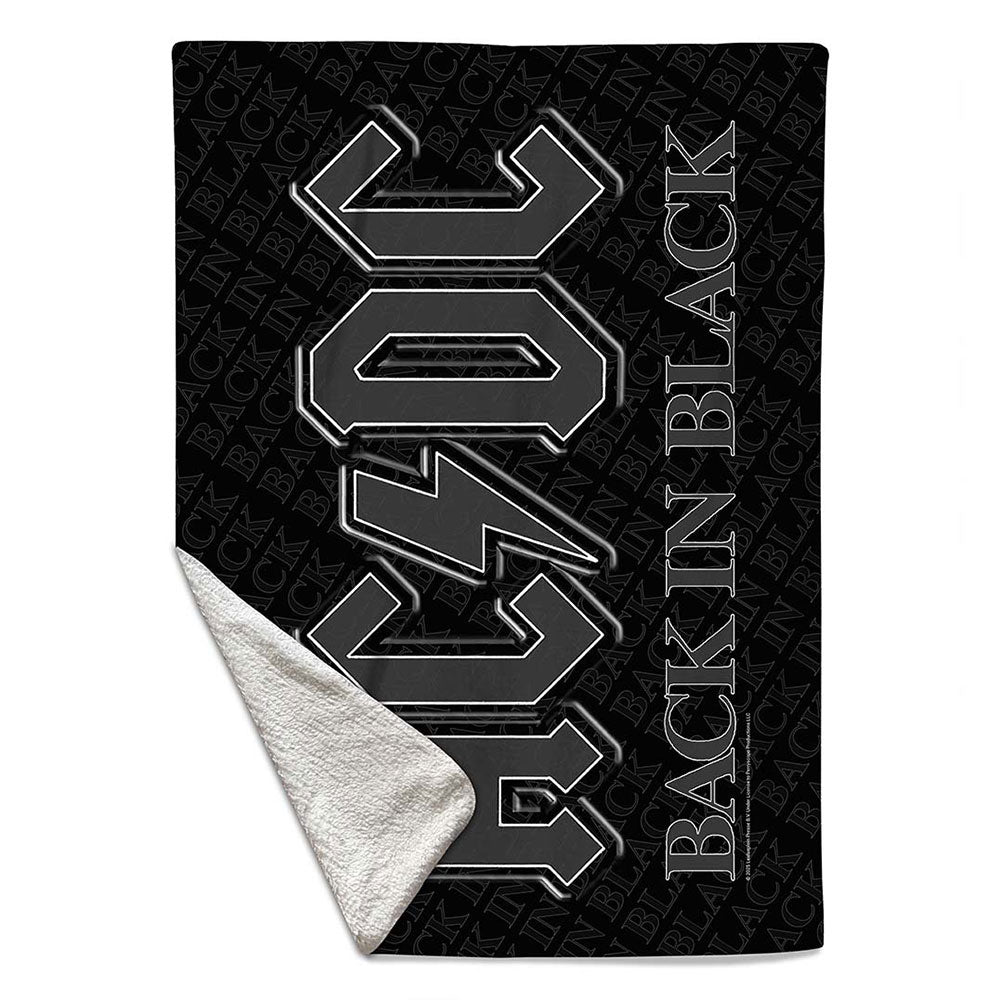 AC/DC Sherpa Fleece Blanket: Back In Black (Black)