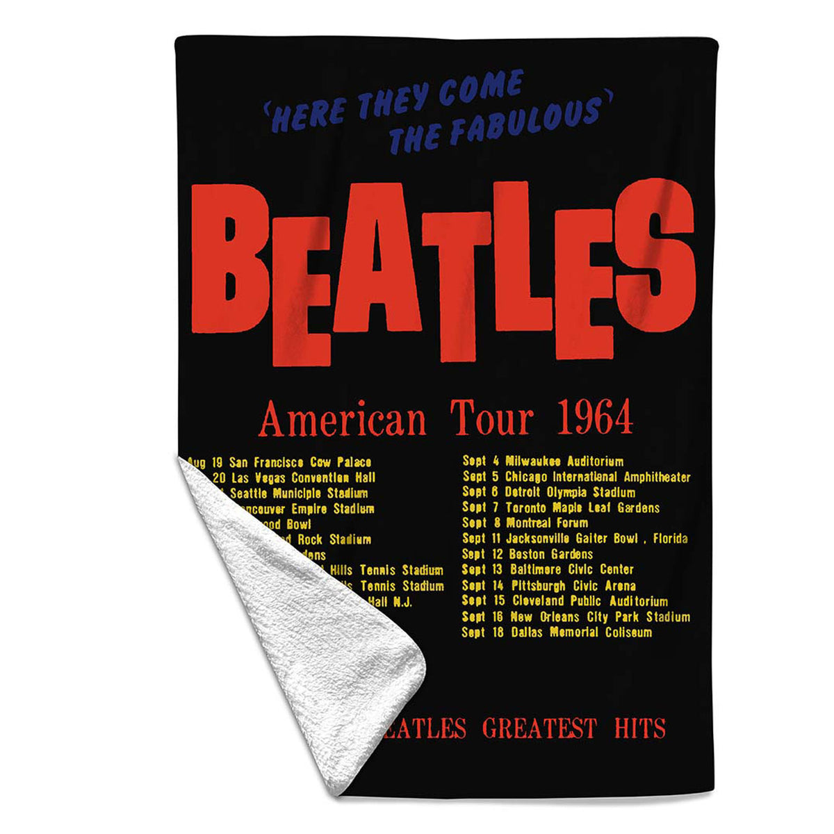 The Beatles Sherpa Fleece Blanket: America Tour Black (Multicolour) (Small) (unfinsihed)