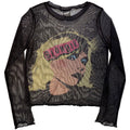 Blondie Ladies Long Sleeve Mesh Crop Top: Punk Poster (Black)