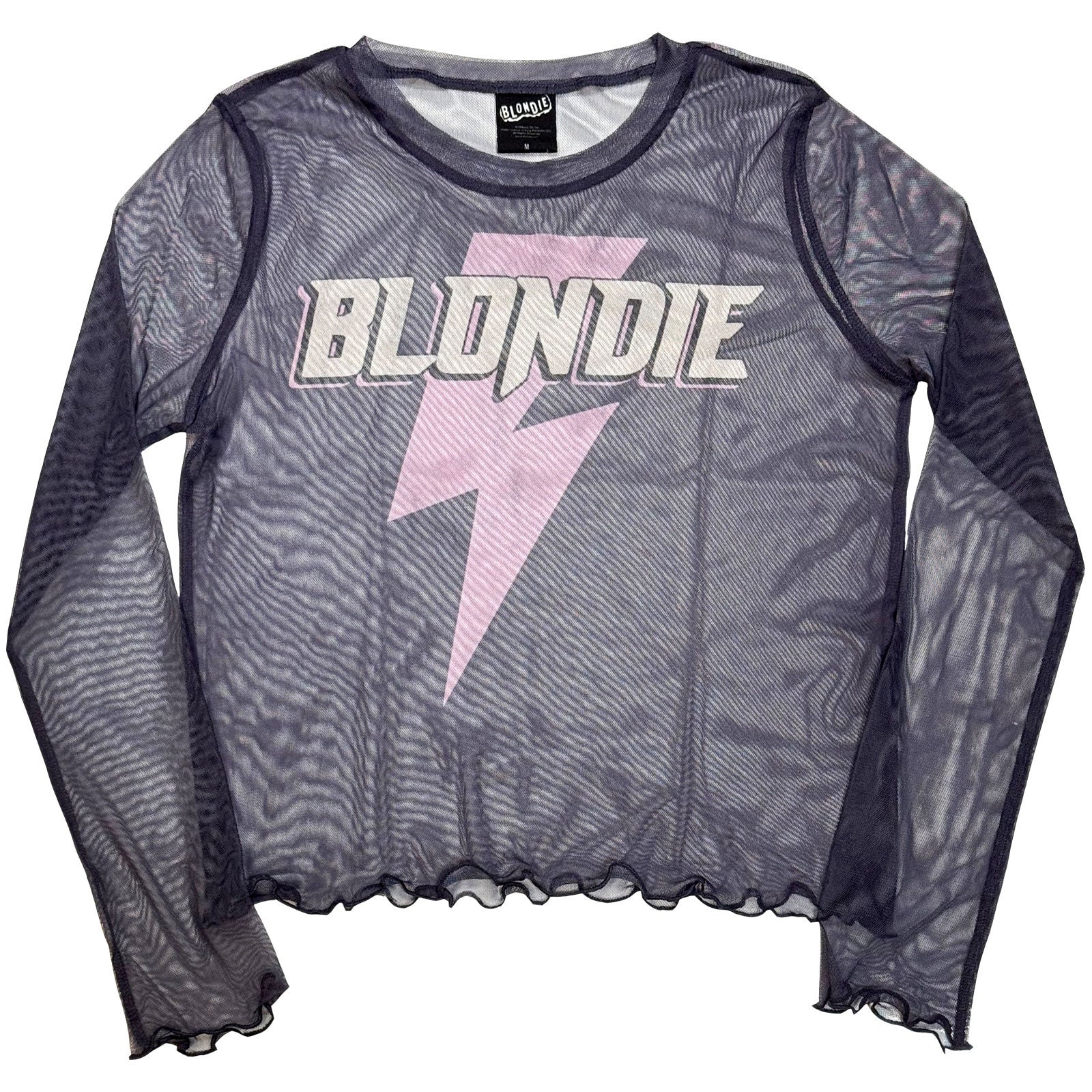 Blondie Ladies Long Sleeve Mesh Crop Top: Lightning Strike (Purple)