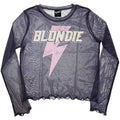 Blondie Ladies Long Sleeve Mesh Crop Top: Lightning Strike (Purple)
