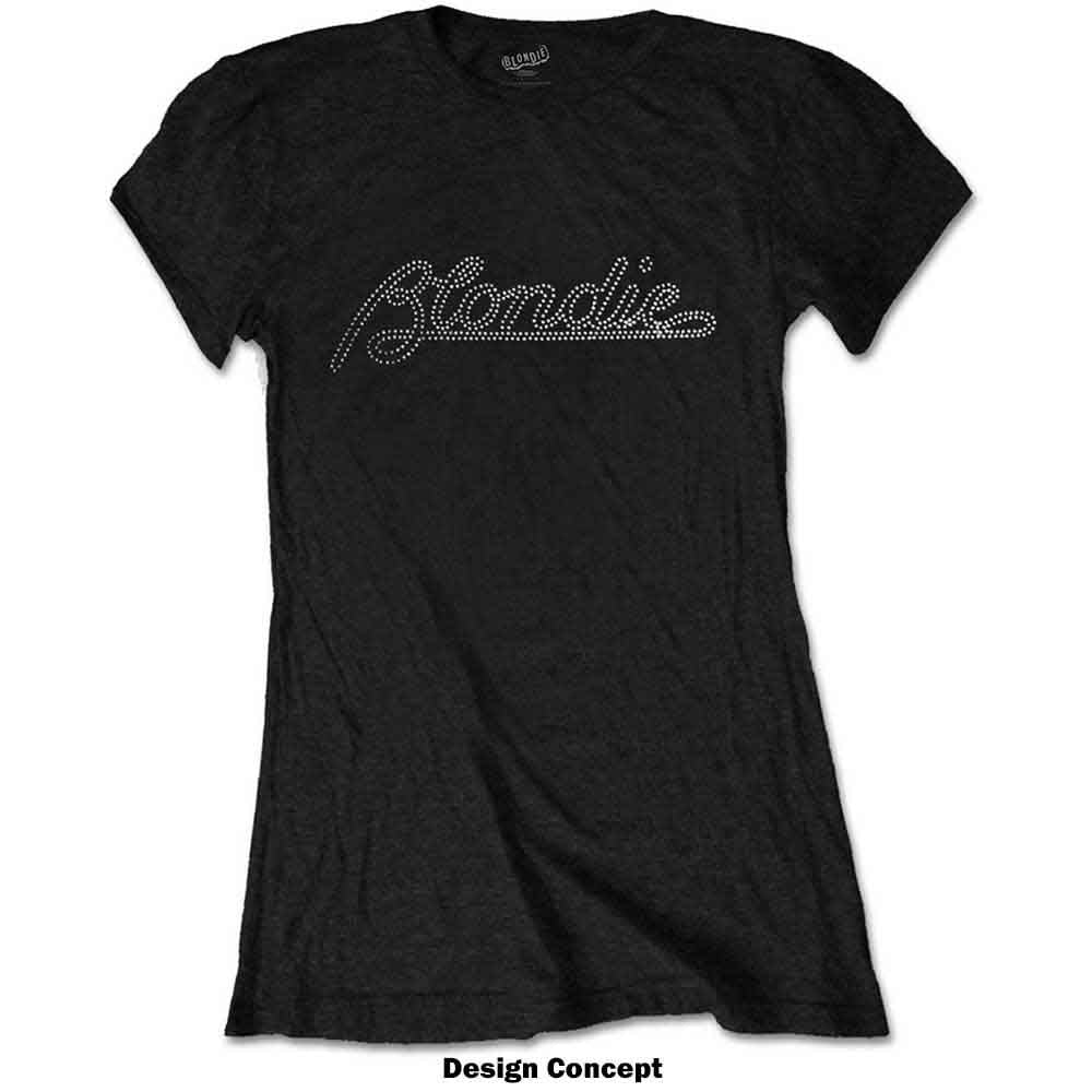 Blondie Ladies T-Shirt: Logo (Black) (Embellished)
