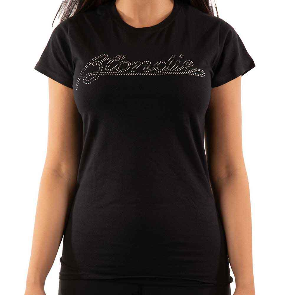 Blondie Ladies T-Shirt: Logo (Black) (Embellished)