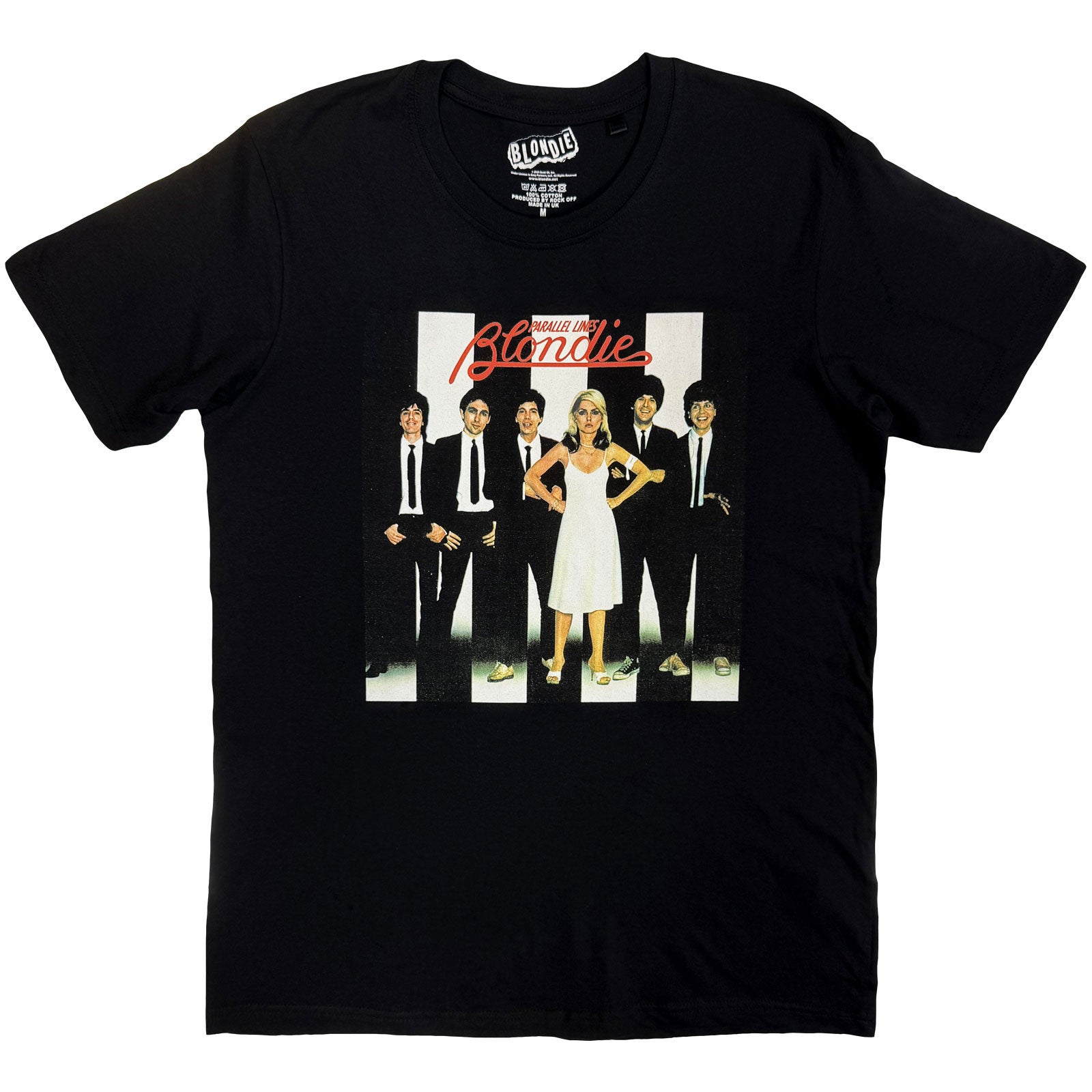 Blondie Unisex T-Shirt: Parallel Lines (Black) (Back Print)
