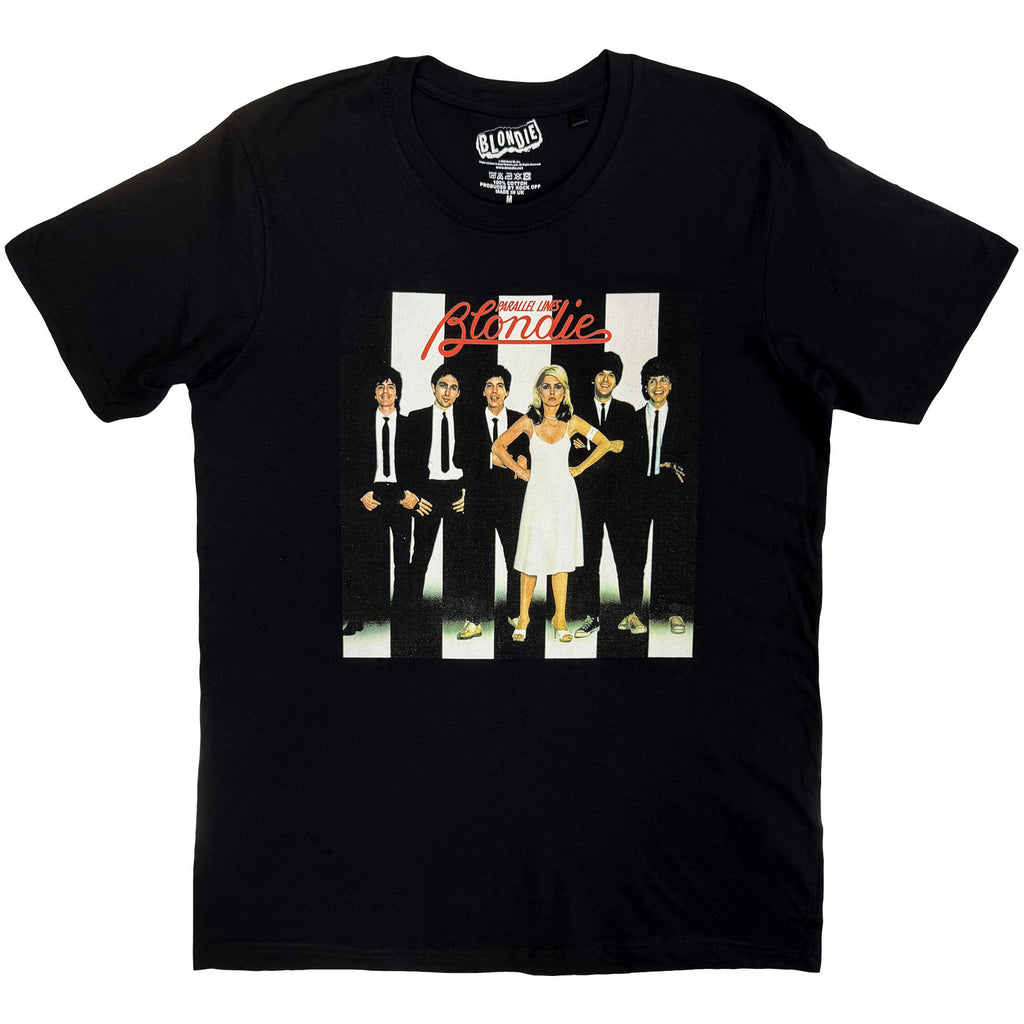 Blondie Unisex T-Shirt: Parallel Lines (Black) (Back Print)