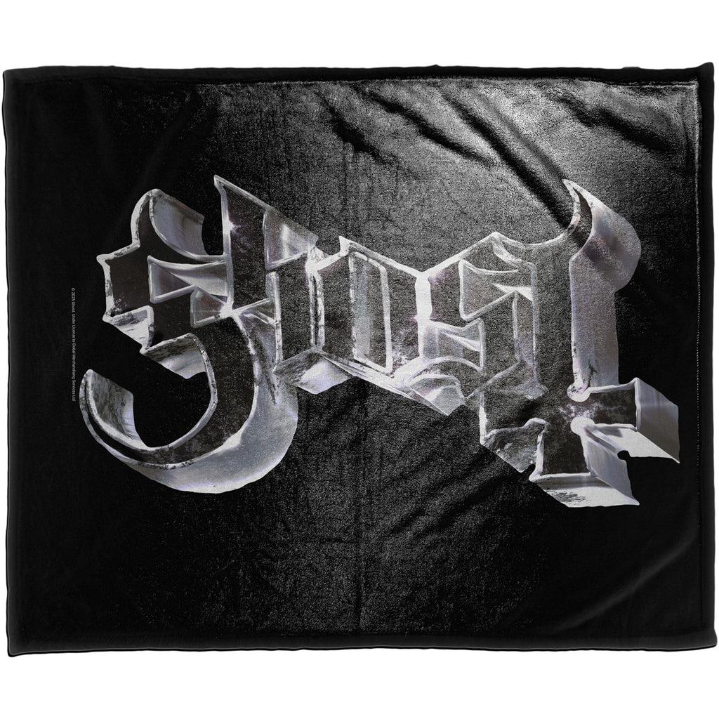 Ghost Sherpa Fleece Blanket: Chrome Logo (Multicolour)(Single)