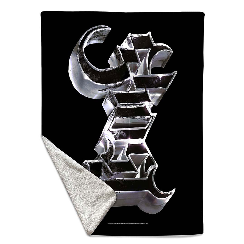 Ghost Sherpa Fleece Blanket: Chrome Logo (Multicolour)(Single)