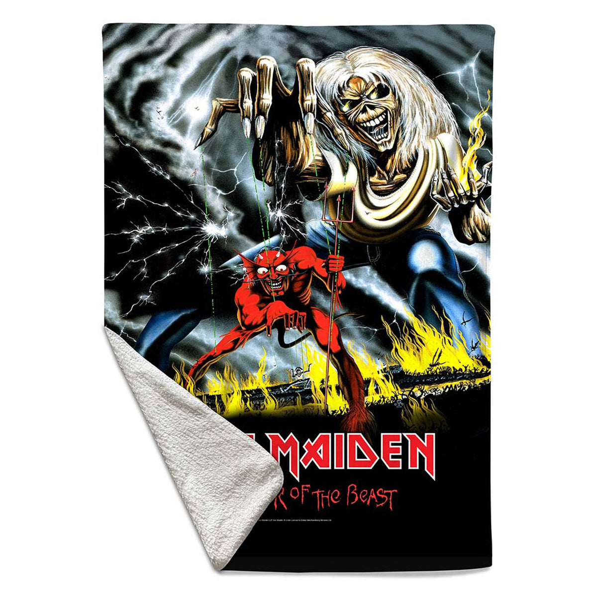 Iron Maiden Sherpa Fleece Blanket: Number Of The Beast (Multicolour) (Small)