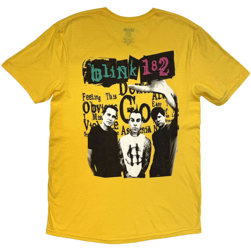 Blink-182 Unisex T-Shirt: Collage (Yellow) (Back Print)
