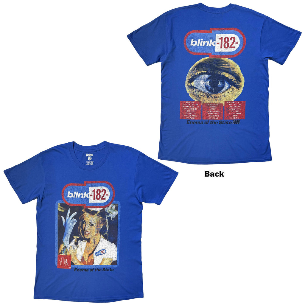 Blink-182 Unisex T-Shirt: Enema Of The State (Blue) (Back Print)