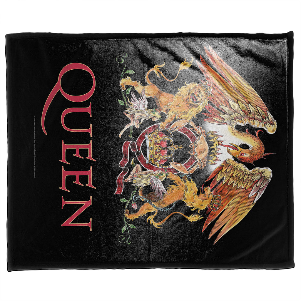 Queen Sherpa Fleece Blanket: Crest (Multicolour)