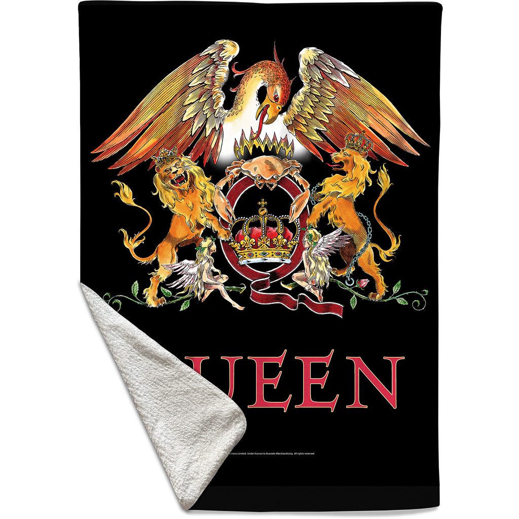 Queen Sherpa Fleece Blanket: Crest (Multicolour)