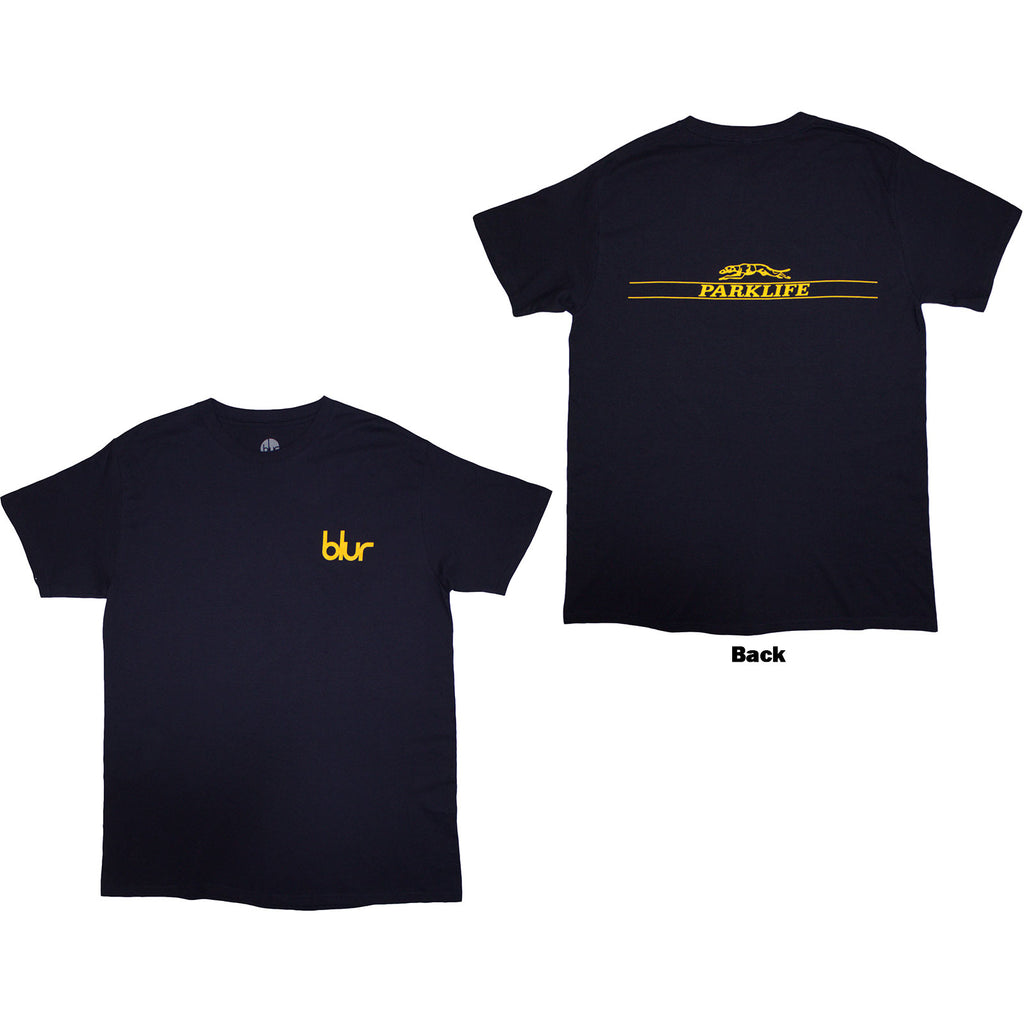 Blur Unisex T-Shirt: Parklife Back (Navy Blue) (Back Print Only)