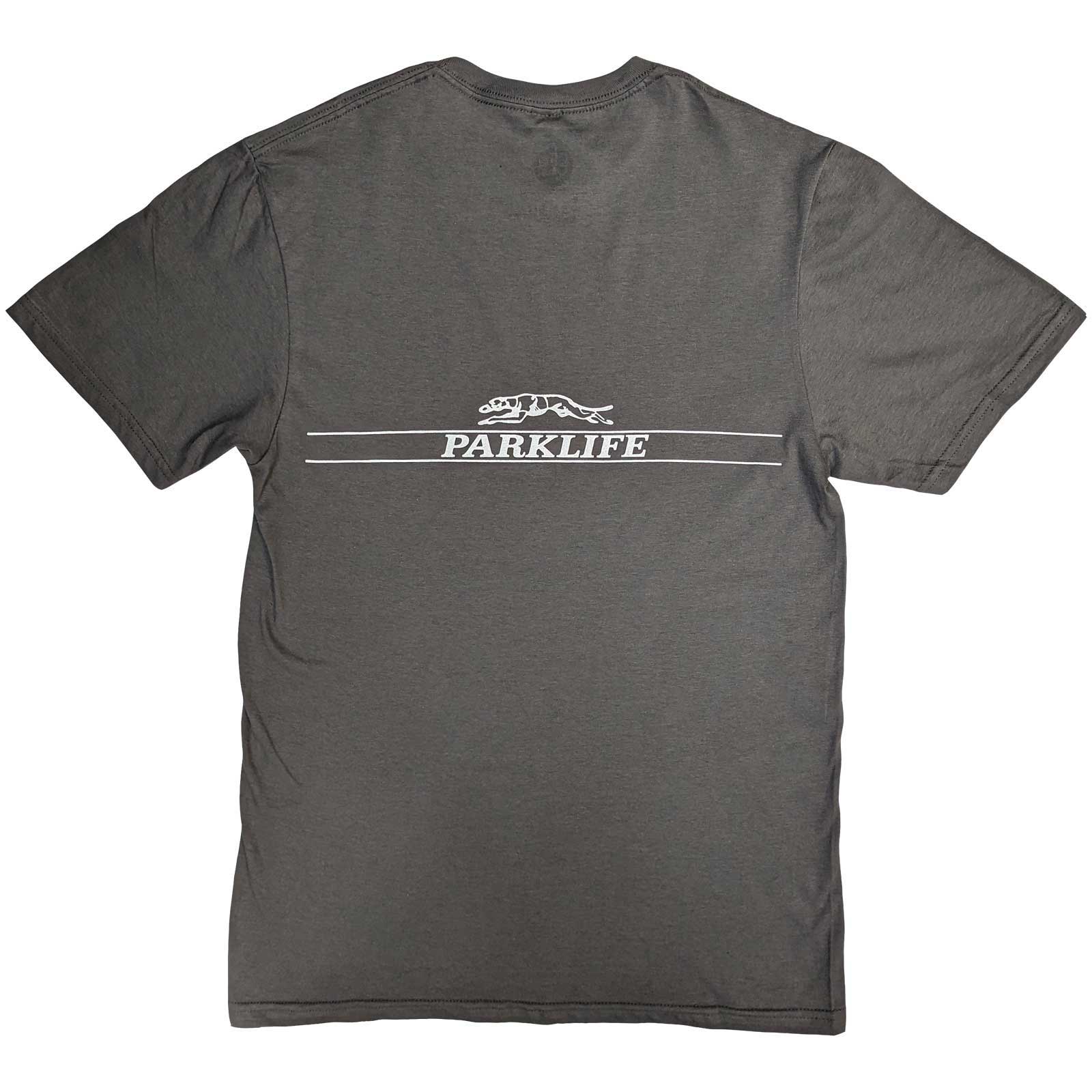 Blur Unisex T-Shirt: Pocket Blur / Parklife (Charcoal Grey) (Back Print)