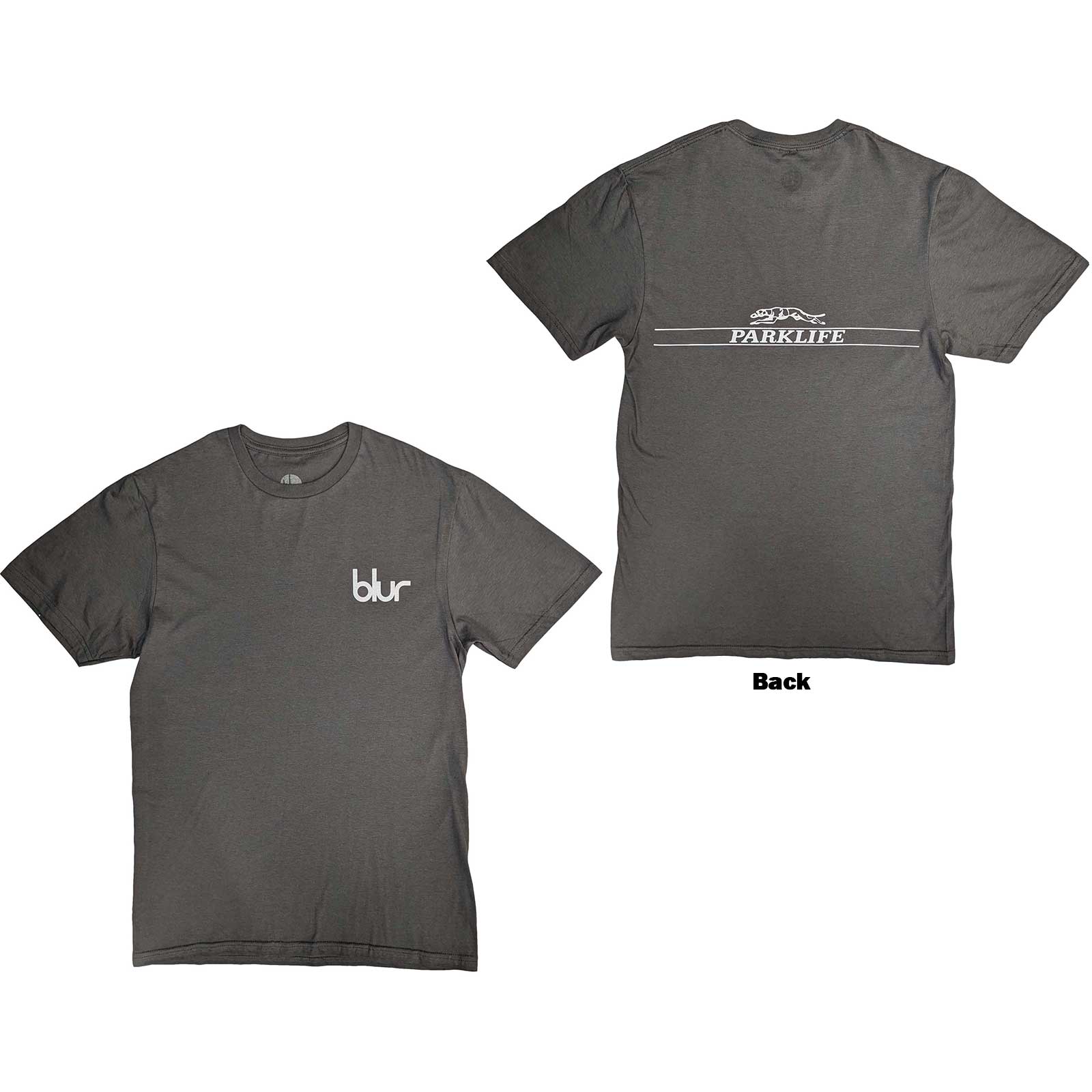 Blur Unisex T-Shirt: Pocket Blur / Parklife (Charcoal Grey) (Back Print)