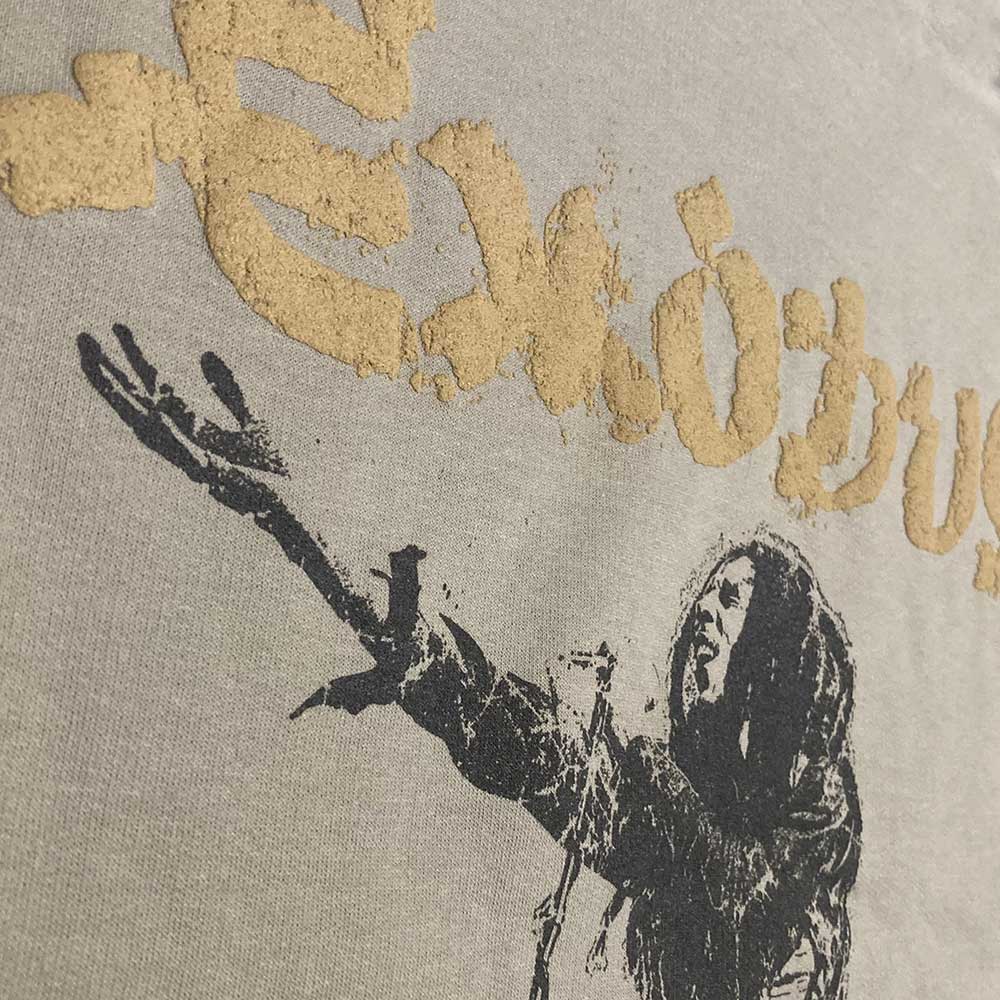 Bob Marley Unisex Pullover Hoodie: Exodus Mic Photo Wailers Tour 77 (Sand) (Back Print & Hi-Build)