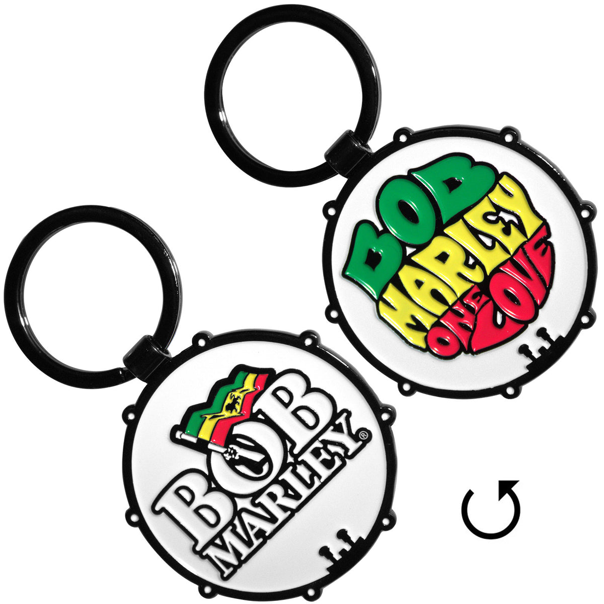 Bob Marley Keychain: One Love Drum (Double Sided)