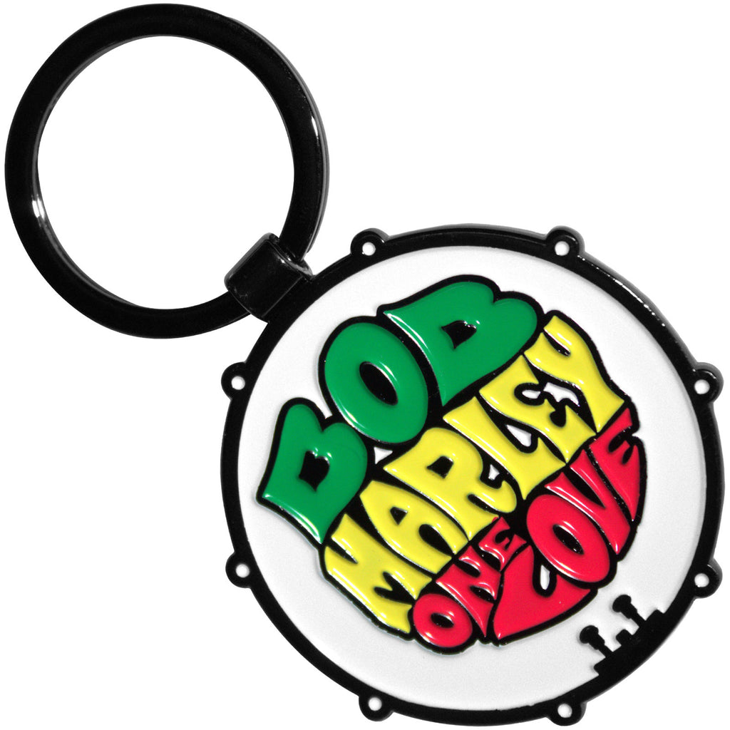 Bob Marley Keychain: One Love Drum (Double Sided)