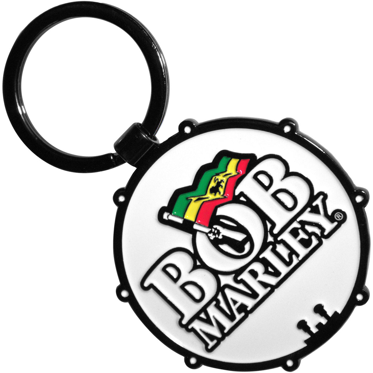 Bob Marley Keychain: One Love Drum (Double Sided)