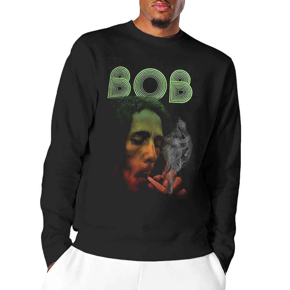 Bob Marley Unisex Long Sleeve T-Shirt: Smoke Gradient (Black) (Wash Collection)
