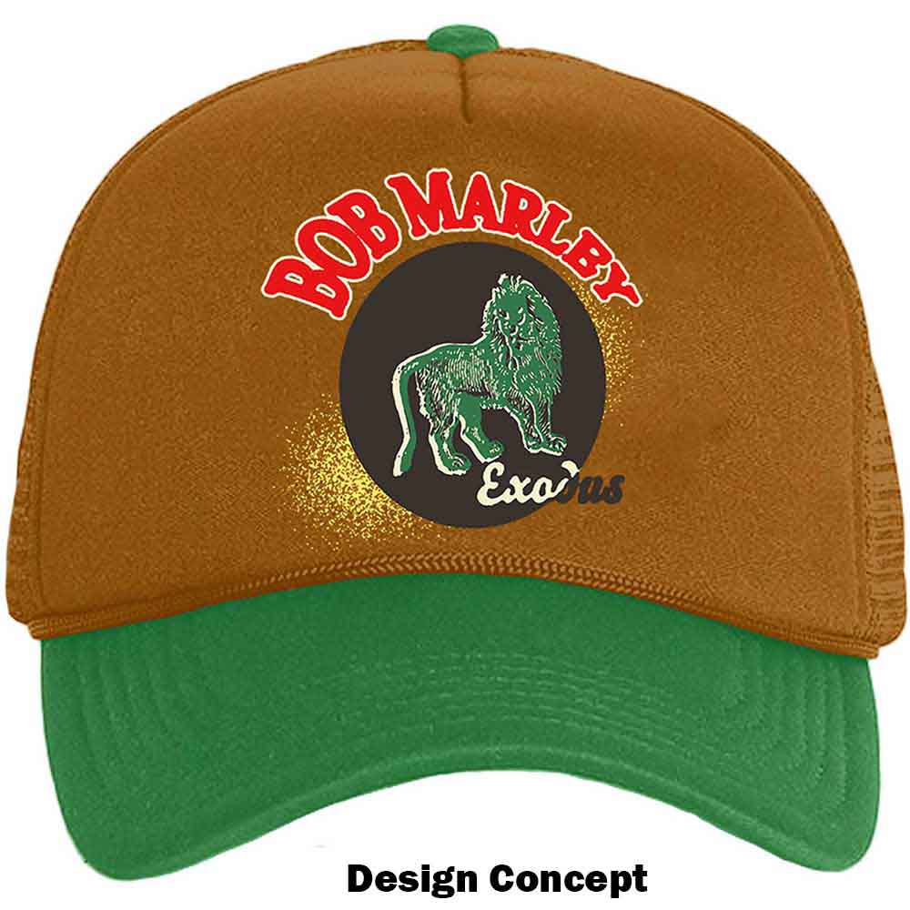 Bob Marley Unisex Mesh Back Cap: Exodus Lion (Brown & Green)