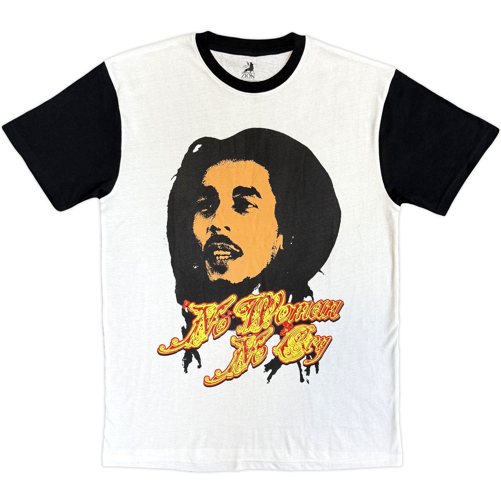 Bob Marley Unisex Raglan T-Shirt: No Woman (White & Black)