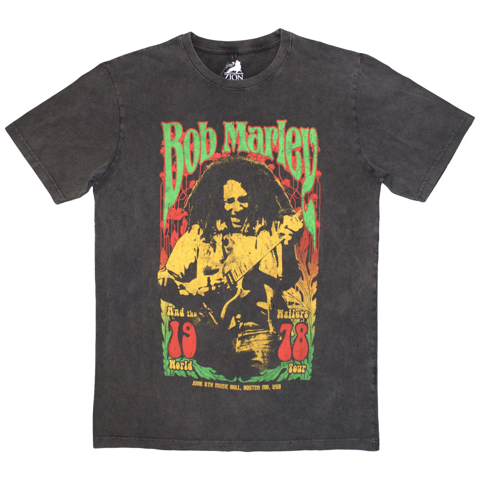 Bob Marley Unisex Stone Wash T-Shirt: 1978 (Charcoal Grey)