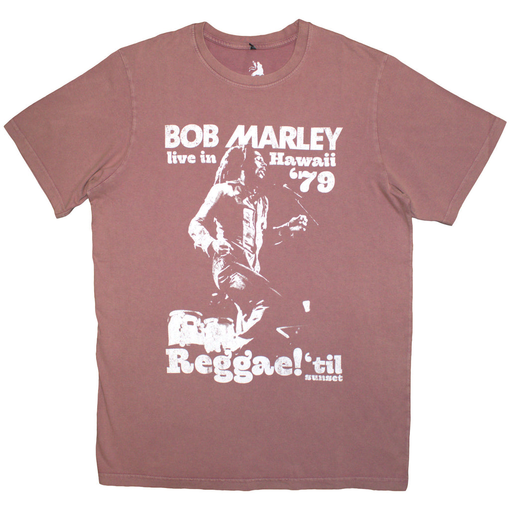 Bob Marley Unisex Stone Wash T-Shirt: Hawaii (Kashmir Red)