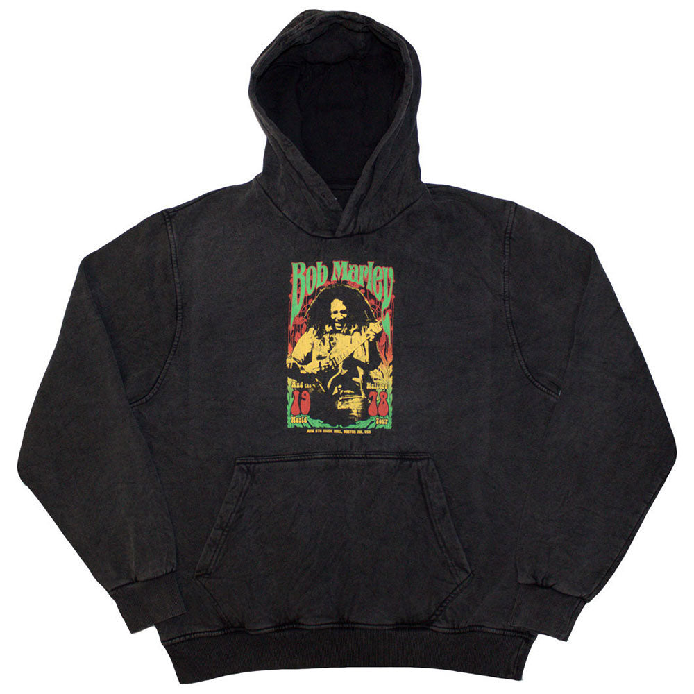 Bob Marley Unisex Stone Wash Pullover Hoodie: 1978 (Charcoal Grey) (Wash Collection)