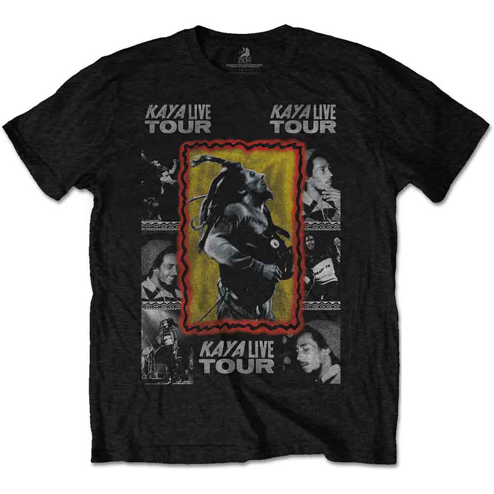 Bob Marley Unisex T-Shirt: Kaya Tour (Black) (Back Print)