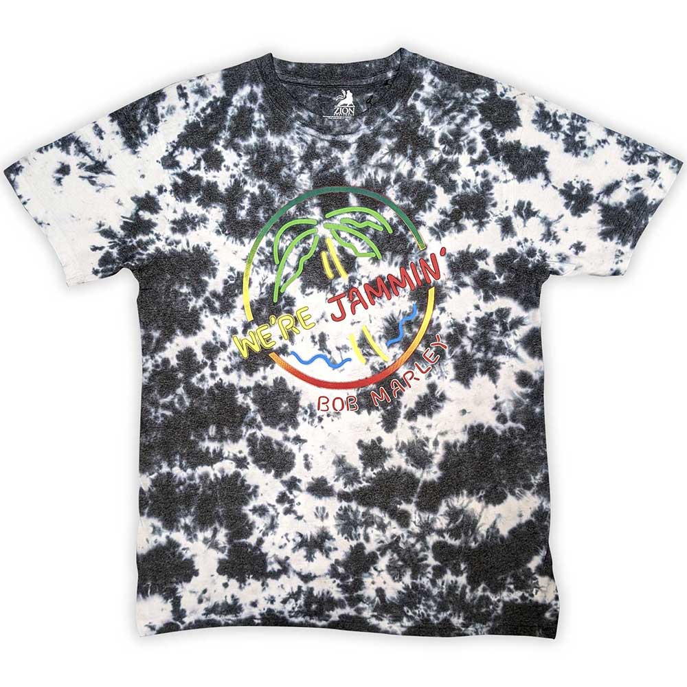 Bob Marley Unisex T-Shirt: Neon Sign (Dip-Dye On White) (Wash Collection)
