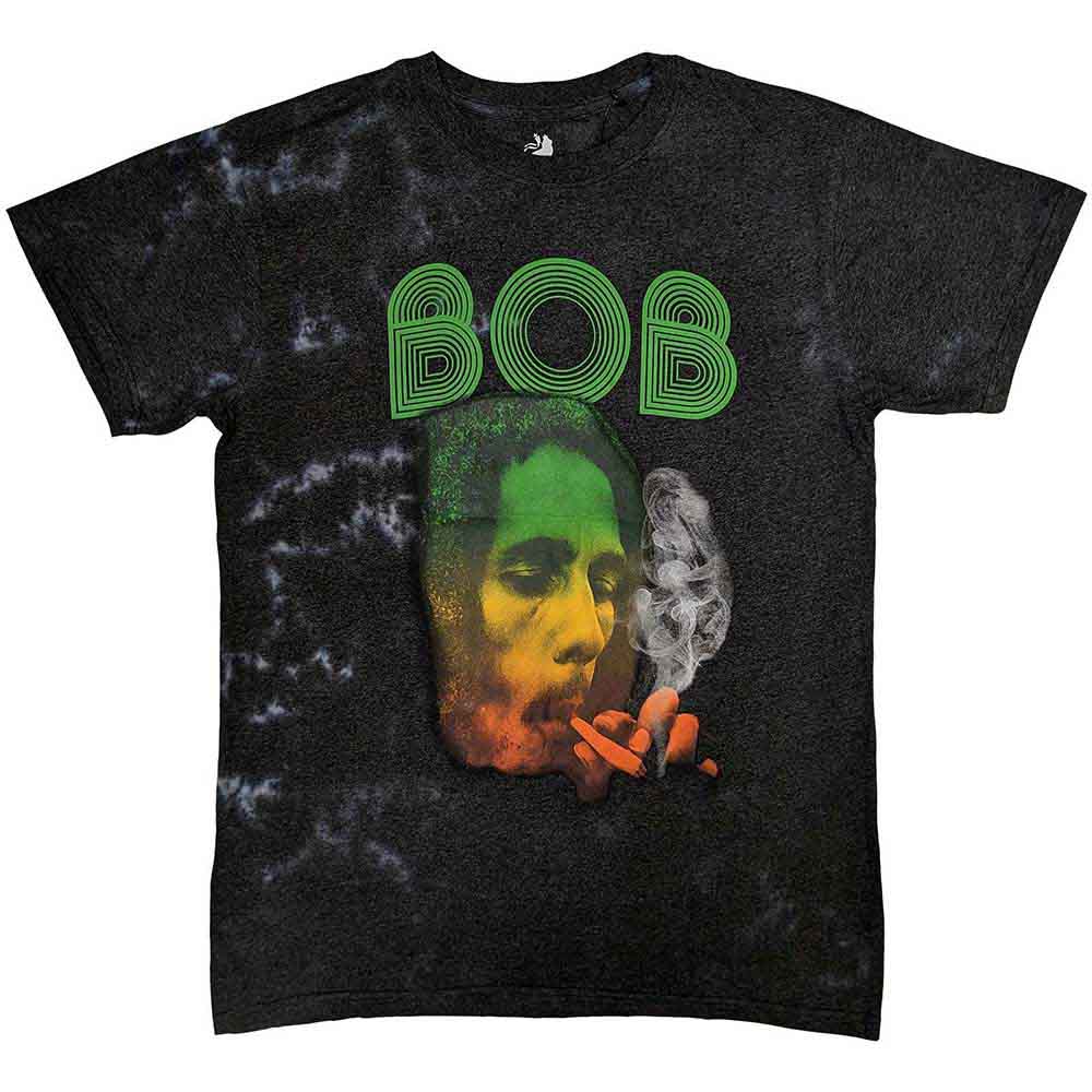 Bob Marley Unisex T-Shirt: Smoke Gradient (Dip-Dye On Grey) (Wash Collection)