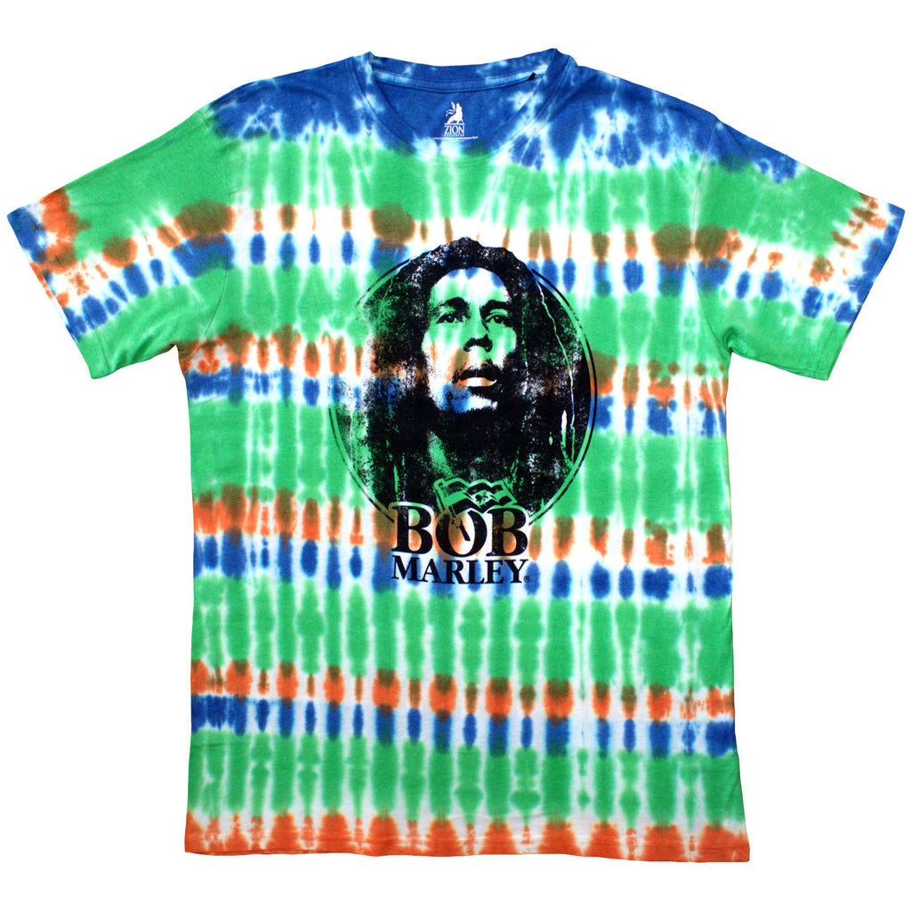 Bob Marley Unisex T-Shirt: Black & White Logo (Dip-Dye On White) (Wash Collection)