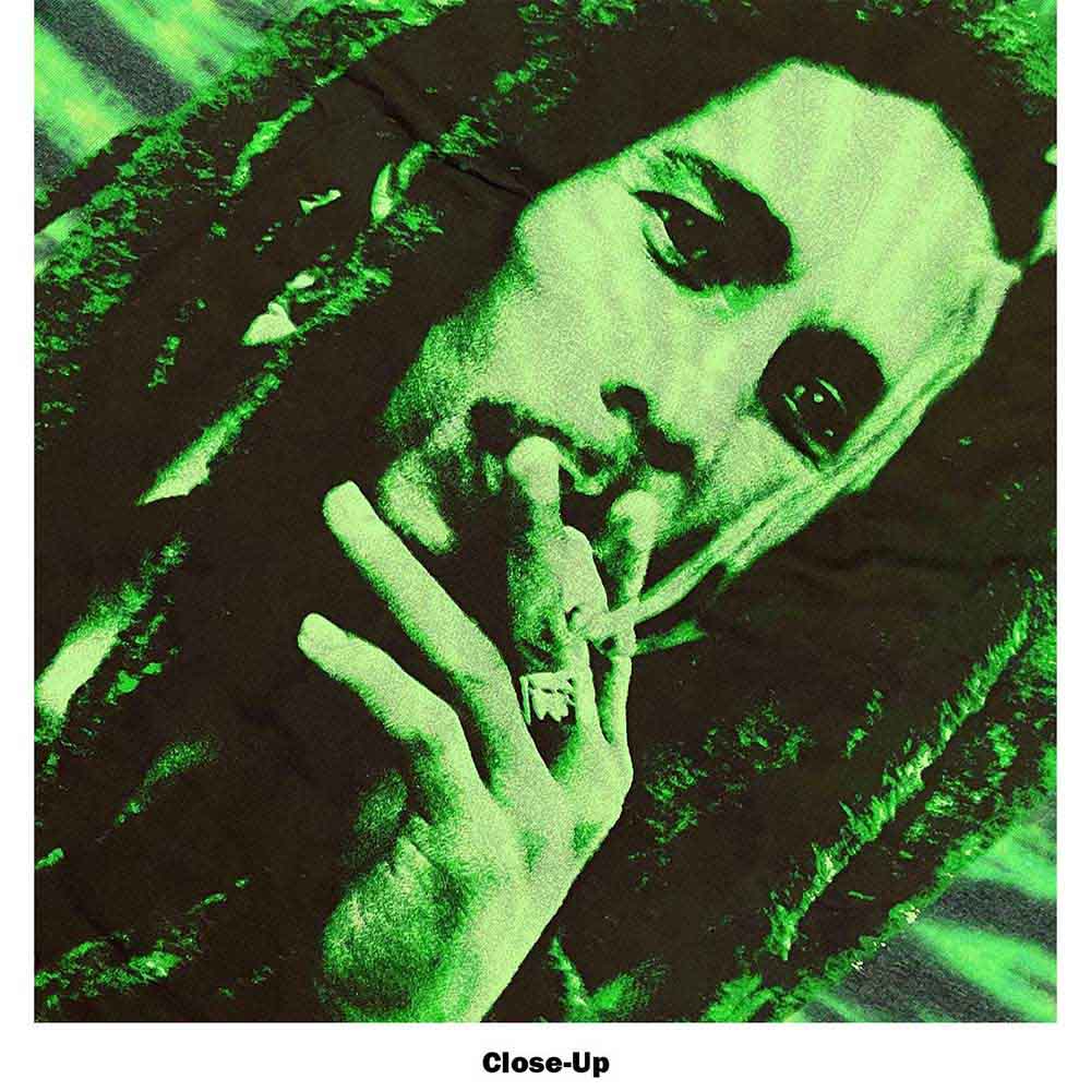 Bob Marley Unisex T-Shirt: Smoke (Green) (Wash Collection)