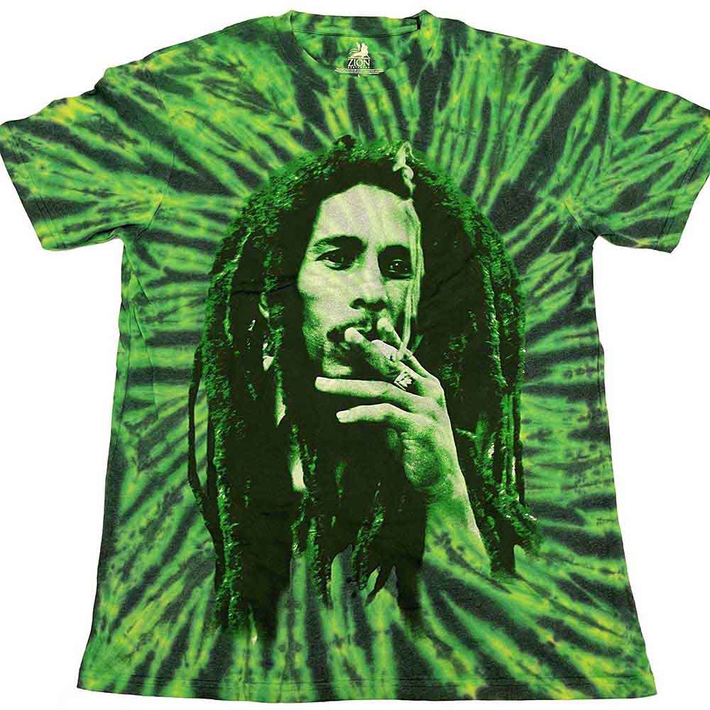 Bob Marley Unisex T-Shirt: Smoke (Green) (Wash Collection)