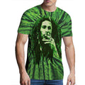 Bob Marley Unisex T-Shirt: Smoke (Green) (Wash Collection)