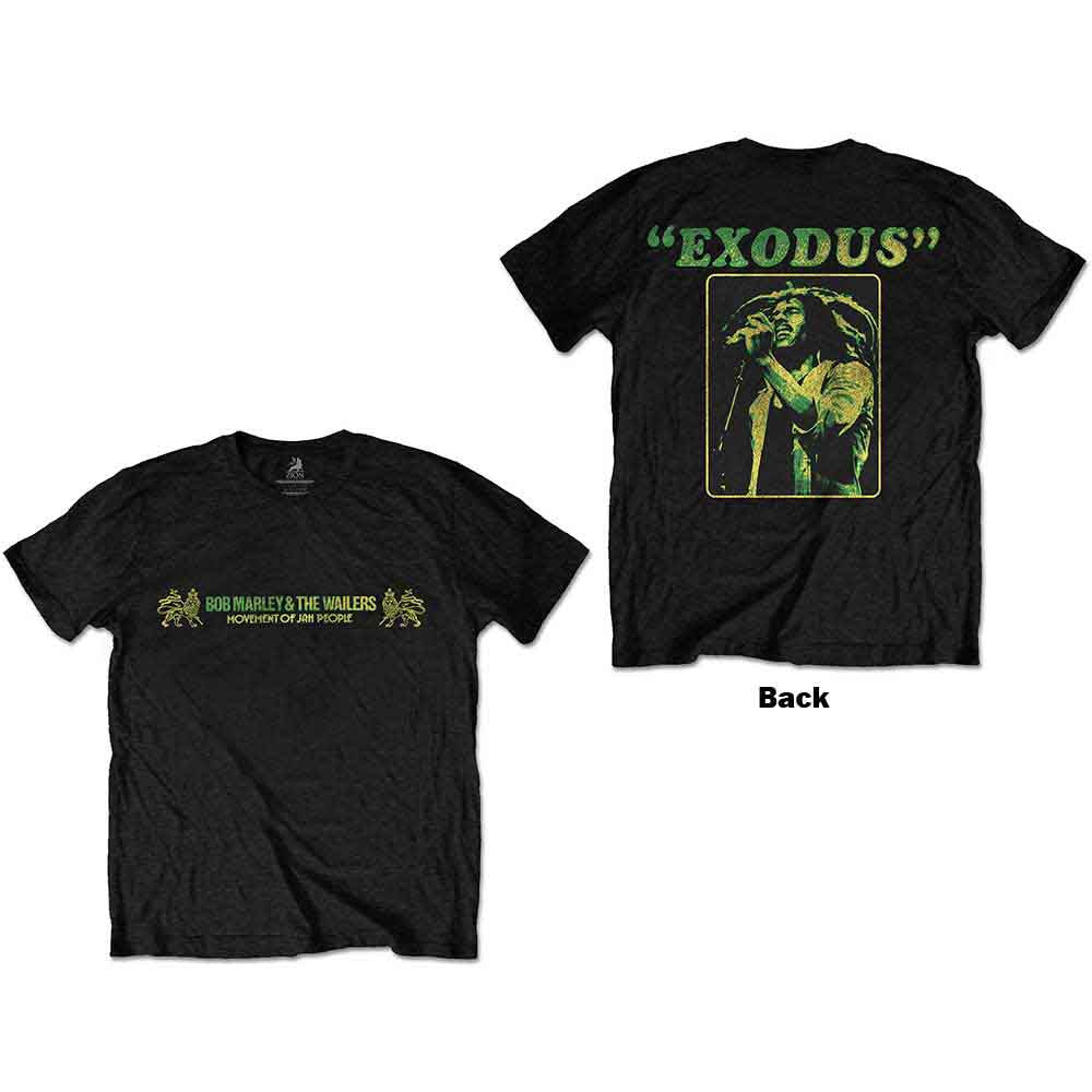 Bob Marley Unisex T-Shirt: Exodus (Black) (Back Print)