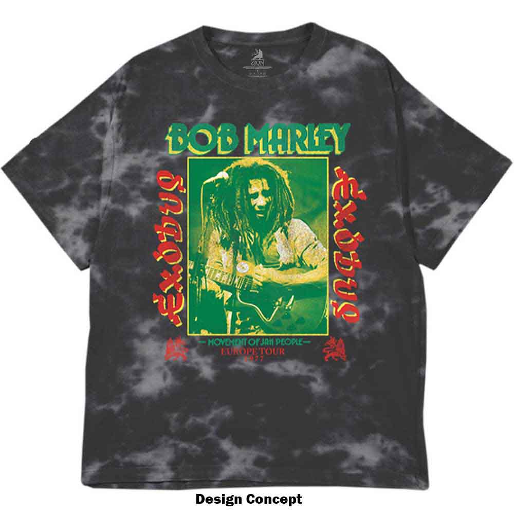 Bob Marley Unisex T-Shirt: Exodus Tie-Dye (Black) (Wash Collection)