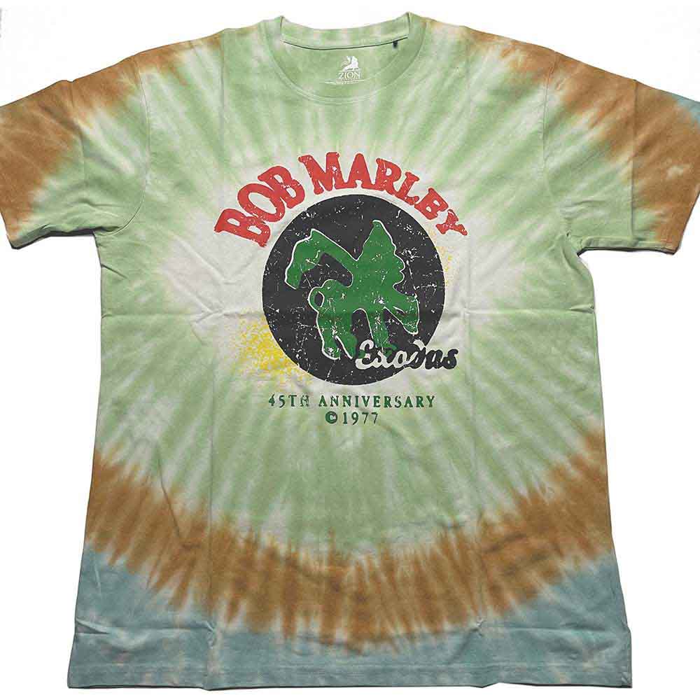 Bob Marley Unisex T-Shirt: 45th Anniversary (Green) (Wash Collection)