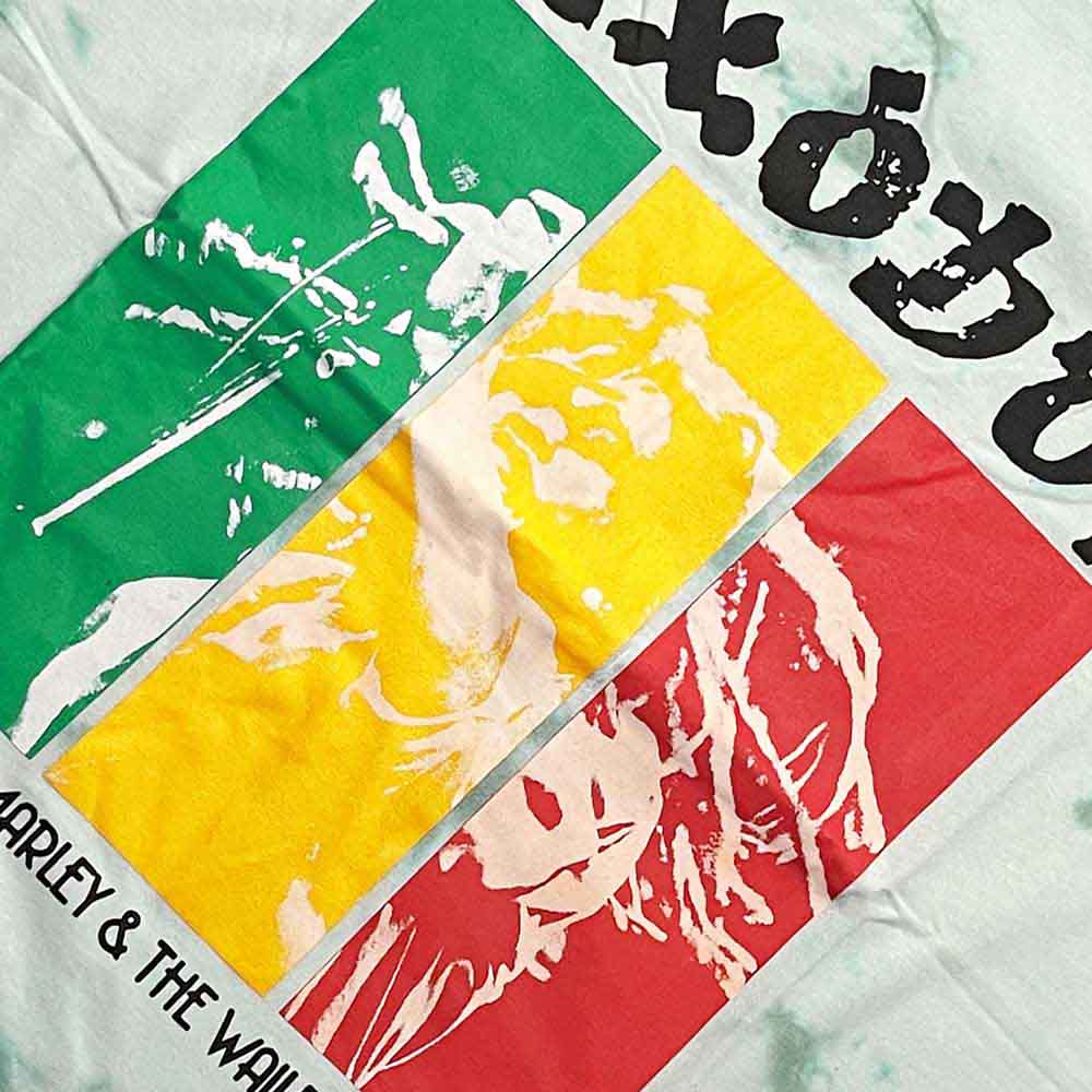 Bob Marley Unisex T-Shirt: Rasta Colours (Green) (Wash Collection)